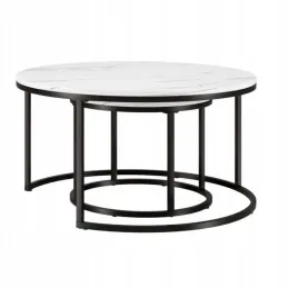 Set od 2 konferencijska stolića DIAMOND / Crna - bijeli mramor