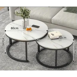 Set od 2 konferencijska stolića DIAMOND / Crna - bijeli mramor