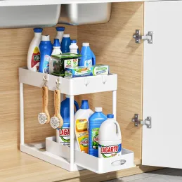Izvlačna košara za sredstva za čišćenje ADAM / Bijela mat