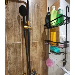 Zidna polica za tuš kabinu LOND / Crna mat