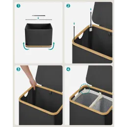 Košara za rublje SOFT 130L / Crna