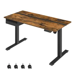 Električni podesivi stol APOLONIA 1400 x 600 / Crni - drveni dekor