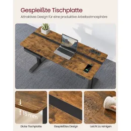 Električni podesivi stol APOLONIA 1400 x 600 / Crni - drveni dekor