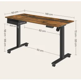 Električni podesivi stol APOLONIA 1400 x 600 / Crni - drveni dekor