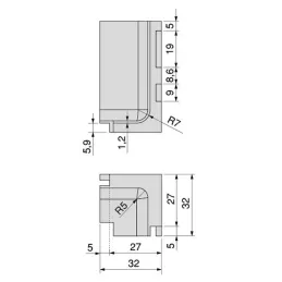 Aluminijski unutarnji kut za GOLA profil - L / Aluminij
