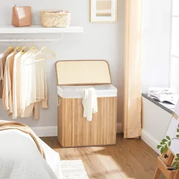 Košara za rublje GLAMUR 150L / Prirodno drvo