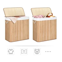 Košara za rublje GLAMUR 150L / Prirodno drvo