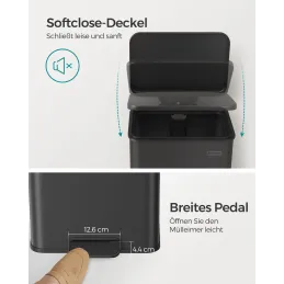 FLEXO koš za otpatke s pedalom 40L / Crna mat