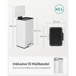 Kanta za otpad FLEXO s pedalom 40L / Mat bijela