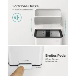 Kanta za otpad FLEXO s pedalom 40L / Mat bijela