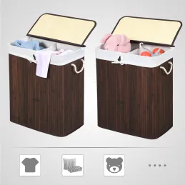 Košara za rublje GLAMUR 100L / Tamno drvo