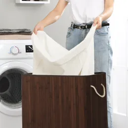 Košara za rublje GLAMUR 100L / Tamno drvo