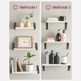 Set od 3 police REGALO Shelf / Crna mat - Bijelo drvo