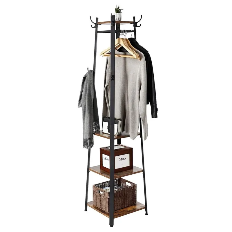 Samostojeći vješalica COAT / Crna mat - tamno drvo