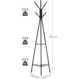 Samostojeći vješalica COCO / Crna mat - svijetlo drvo