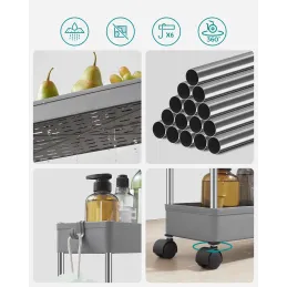 Kolica za pohranu s kotačićima AMADEO / Siva - sjajni krom