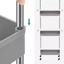 Kolica za pohranu s kotačićima AMADEO / Siva - sjajni krom