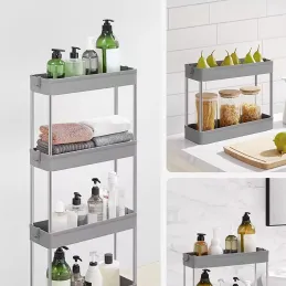 Kolica za pohranu s kotačićima AMADEO / Siva - sjajni krom