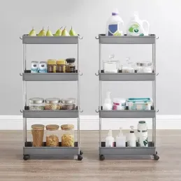 Kolica za pohranu s kotačićima AMADEO / Siva - sjajni krom