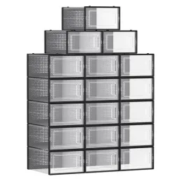 Set od 18 kutija za pohranu cipela AXION / Prozirna - crna