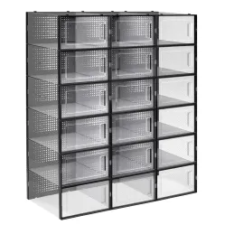 Set od 18 kutija za pohranu cipela AXION / Prozirna - crna