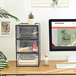 Set od 18 kutija za pohranu cipela AXION / Prozirna - crna