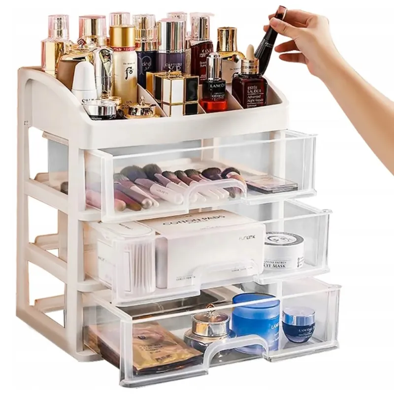 Organizator za kozmetiku CLEAR / Transparentan - bijela
