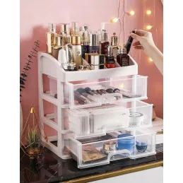 Organizator za kozmetiku CLEAR / Transparentan - bijela