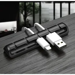 Samoljepljivi 5-redni držač za kabele / Crna mat