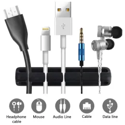 Samoljepljivi 5-redni držač za kabele / Crna mat