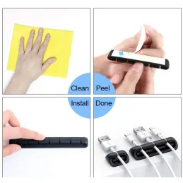 Samoljepljivi 5-redni držač za kabele / Crna mat