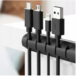 Samoljepljivi 5-redni držač za kabele / Crna mat