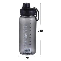 Sportska bočica za vodu FITTNESS 600ml / Crni dim