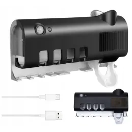 Ekskluzivni držač za četkice za zube s UV sterilizacijom i dozatorom / Crna mat