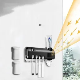 Ekskluzivni držač za četkice za zube s UV sterilizacijom i dozatorom / Mat bijela