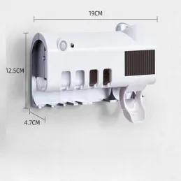 Ekskluzivni držač za četkice za zube s UV sterilizacijom i dozatorom / Mat bijela
