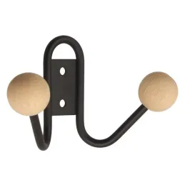 Vješalica GIANO MINI / Crna mat + drvo