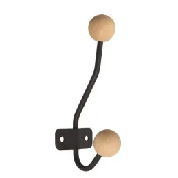 Vješalica GIANO MAXI / Crna mat + drvo