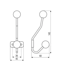 Vješalica GIANO MAXI / Crna mat + drvo
