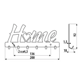 Vješalica za zid LOVELY HOME / Crna mat