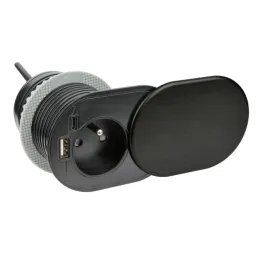 Električna utičnica SLIDE 1x230V + 1xUSB C+A FRENCH / Crna mat