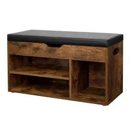 Ormarić za cipele s tabureom MEXICO / Vintage drvo - crna