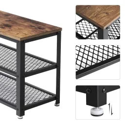 Ormarić za cipele s tabureom VIANO 730 / Crna mat - vintage drvo