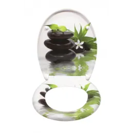 WC daske sa mekanizmom za tiho spuštanje / Motiv crno kamenje