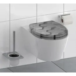 WC daska s mekanim zatvaranjem / Motiv heksagon