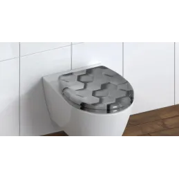 WC daska s mekanim zatvaranjem / Motiv heksagon