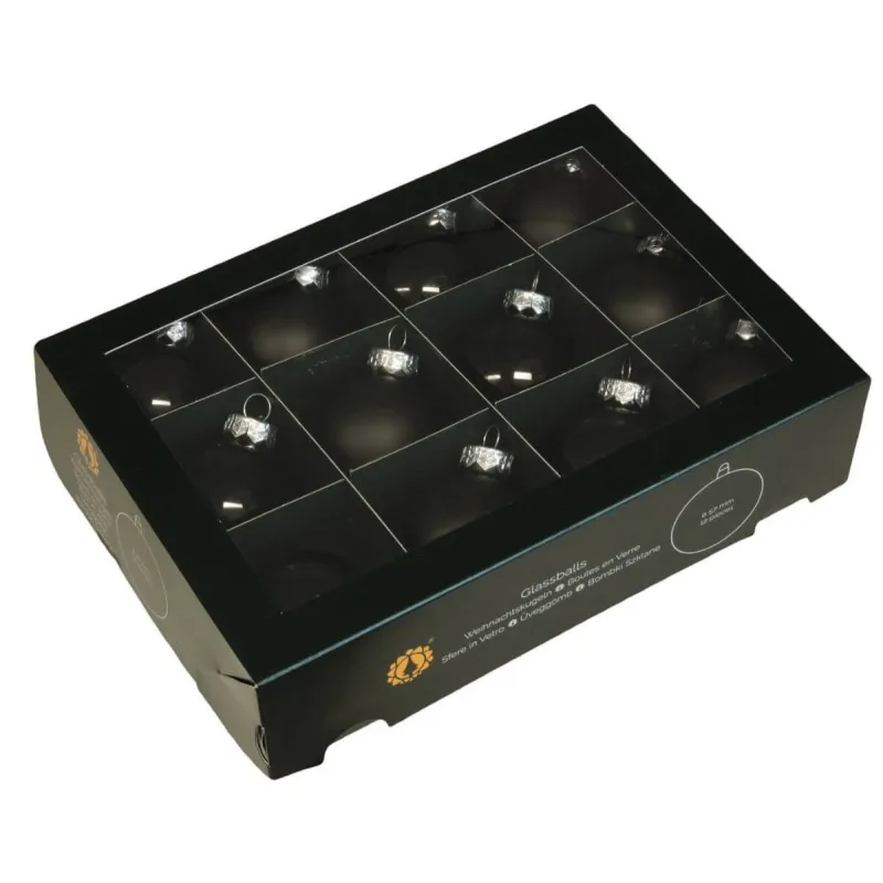 Set staklenih božićnih kuglica GLAMOUR 50 mm - 12 kom / Crna