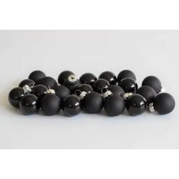 Set staklenih božićnih kuglica GLAMOUR 50 mm - 12 kom / Crna