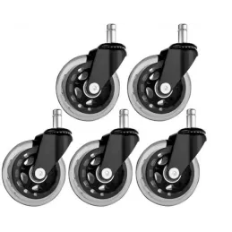 Set od 5 uredskih kotačića OFFICE 75 mm / Crna