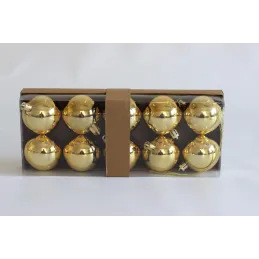 Set plastičnih božićnih kuglica 50 mm - 10 kom / Zlatna sjajna